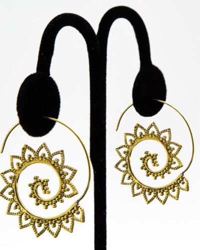 Brass Earrings Semi Leaves