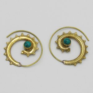 Spiral Earrings with Turquoise Bead