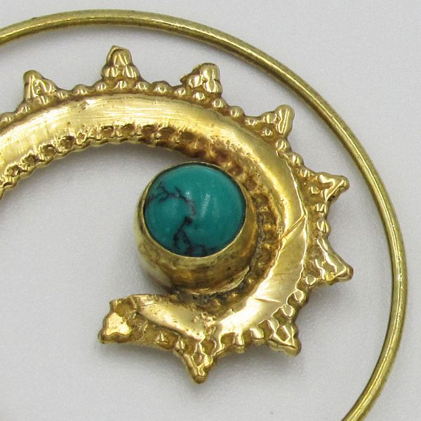 Spiral Earrings with Turquoise Bead - Image 2