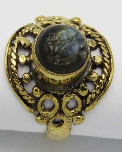 Ornate Ring with Black Bead