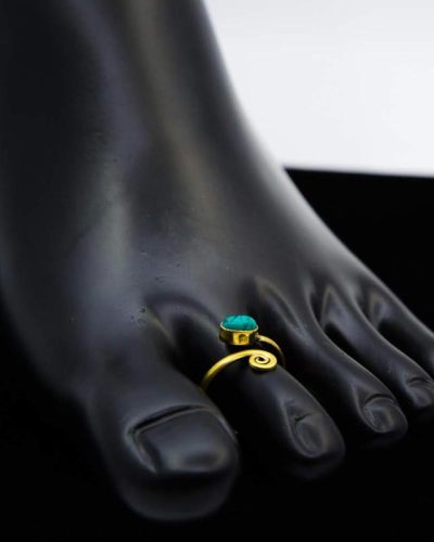 Brass Toe Ring Turquoise