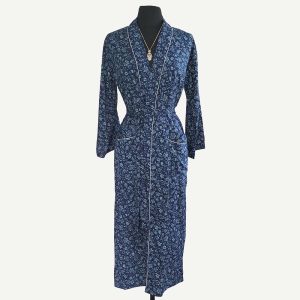 Ladies Dressing Gown - Blue Floral Pattern