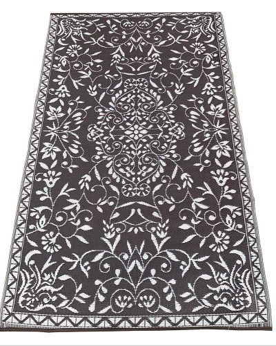 Carpets & Mats - Medium Brown & Cream Floral Plastic Mat