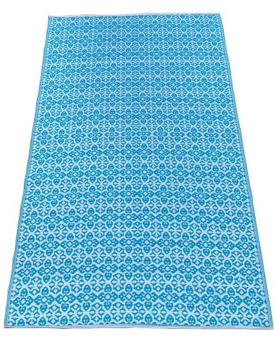 Carpets & Mats - Medium Turquoise & White Tiny Ogee Repeat Plastic Mat