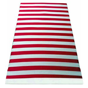 Carpets & Mats - Large Rolled Red & White Striped Plastic Mat