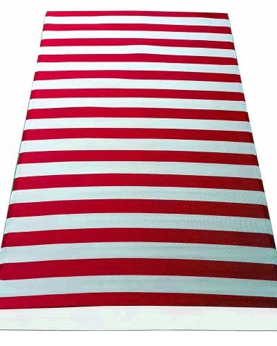 Carpets & Mats - Large Rolled Red & White Striped Plastic Mat