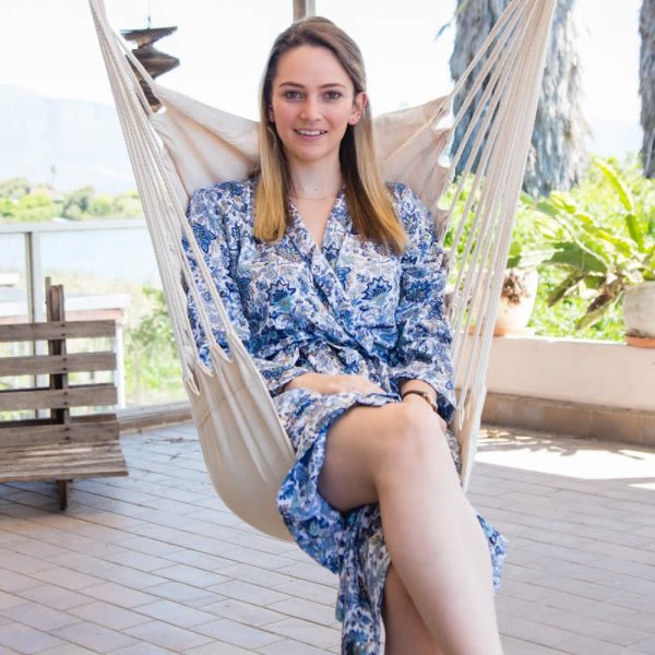 Ladies Dressing Gown - Blue Paisley - Image 2