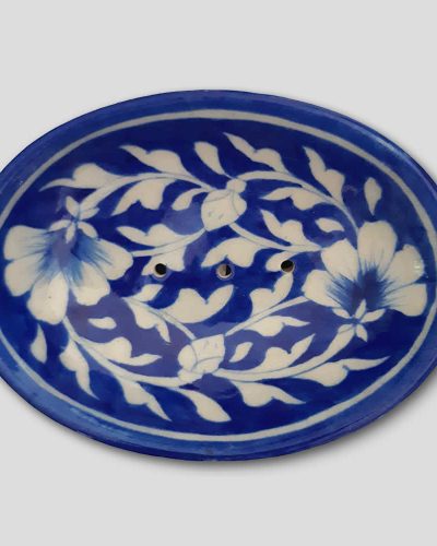 Soap Dish - Blue Floral Pattern