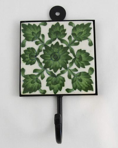 Ceramic Hook - Green Leaf