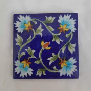 Tiles - Blue & Yellow Flowers on Dark Blue