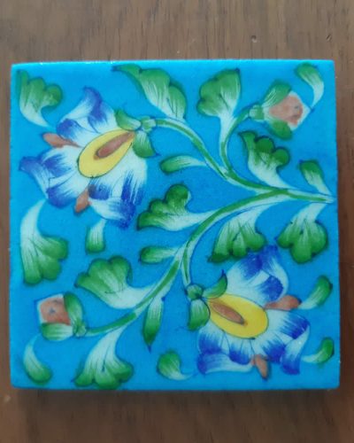 Tiles - Floral Design on Turquoise