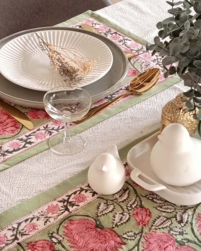 Table Mats – Green and Pink