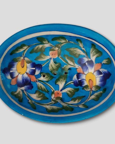 Soap Dish - Turquoise Floral Motif