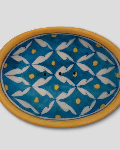 Soap Dish - Turquoise and Yellow Repeat