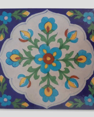 Tiles - Blue Background with Ornate Flowers