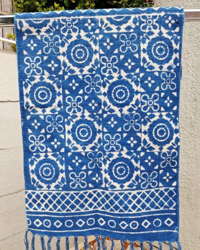 Durry Indigo Circular Carpet - 60cm x 90cm