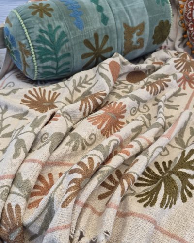 Bolster Cushion M/Ari Embd - Appx 60-70cm length x 20cm height - L (Copy A)