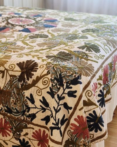 Queen BedSpread Print Gudari with M/Ari Suzani Embd - 230cm x 275cm