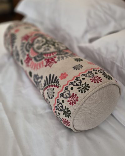 Bolster Cushion M/Ari Embd - Appx 60-70cm length x 20cm height - L Cream