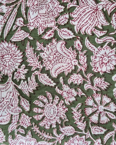 Fabric/Material:Fabric Dark Green White Flowers 112-119cm Wide